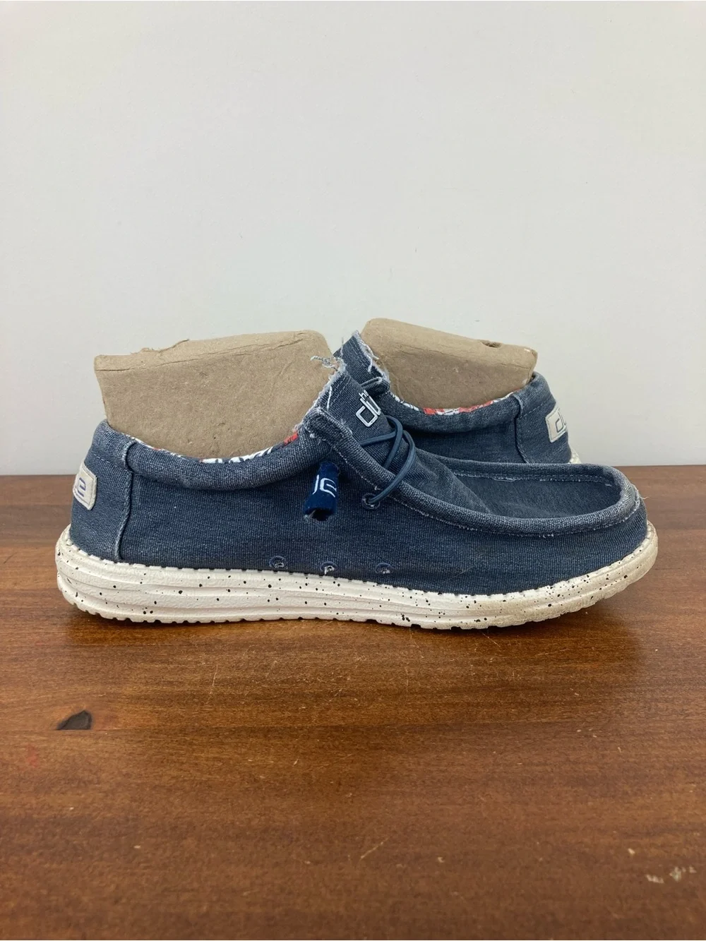 Hey Dude Wally Stretch Blue Loafers Slip On Shoes Speckled Sole Men’s Size 9.